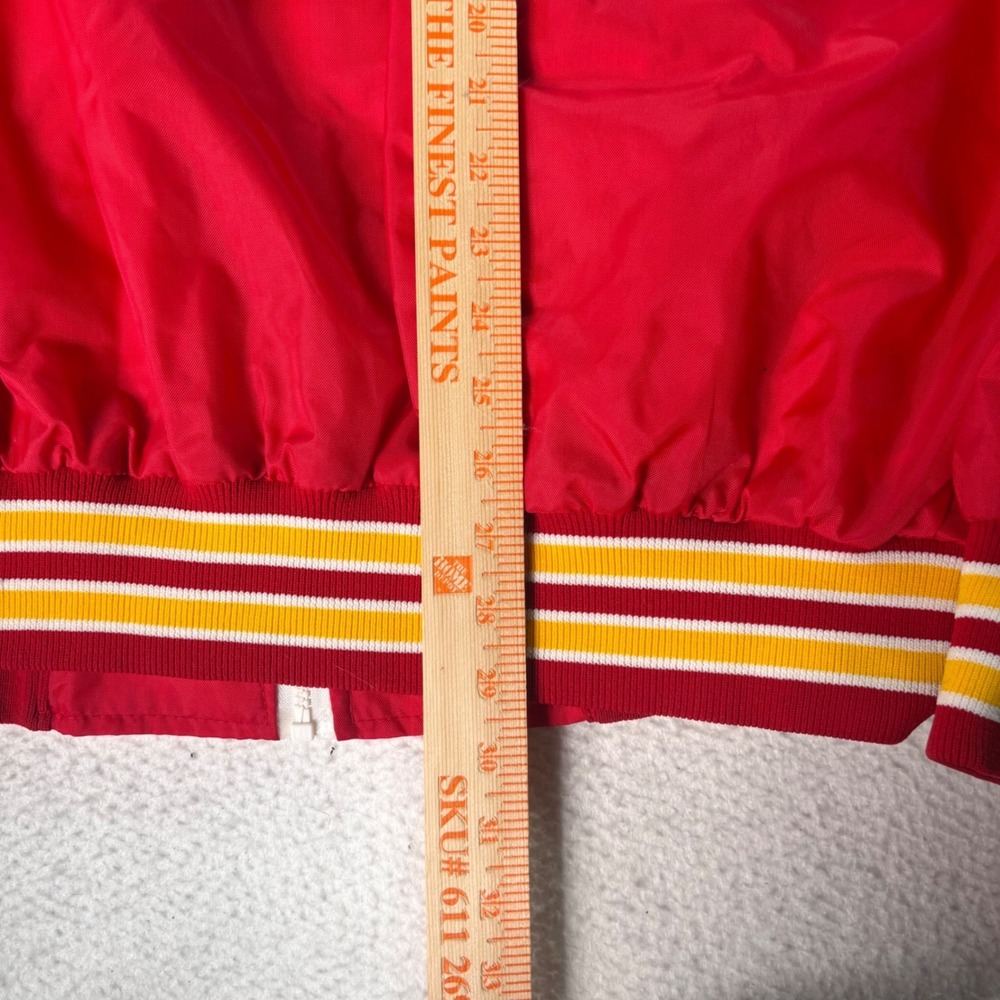Vintage Butwin USA Nylon Bomber Jacket Men's XL Red Full Zip Striped Made USA - Picture 7 of 8